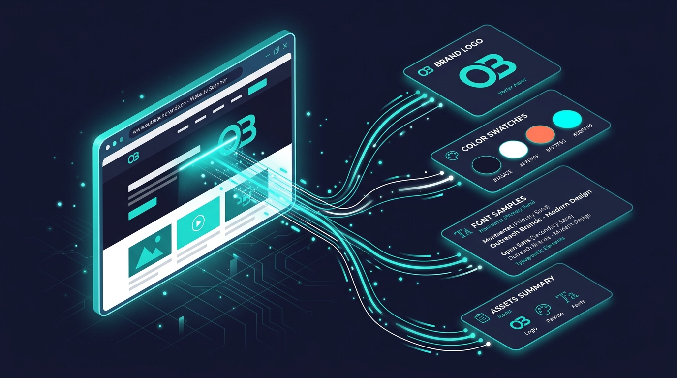 Firecrawl tool extracting brand colors, logos, and typography from a website automatically