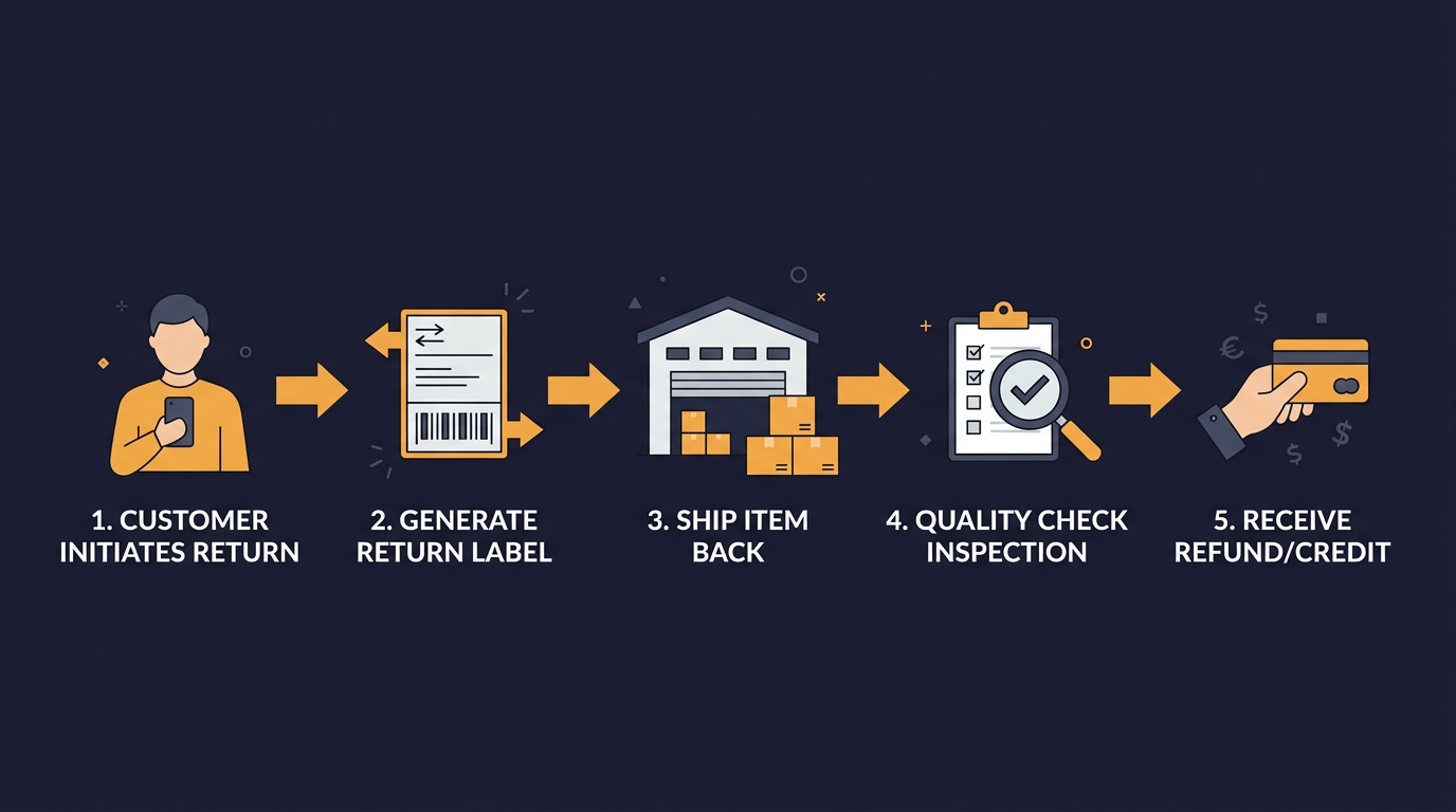 Step-by-step visual of a smooth ecommerce returns and refund workflow
